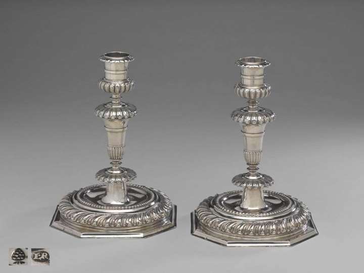A Fine Pair of German Silver Candlesticks